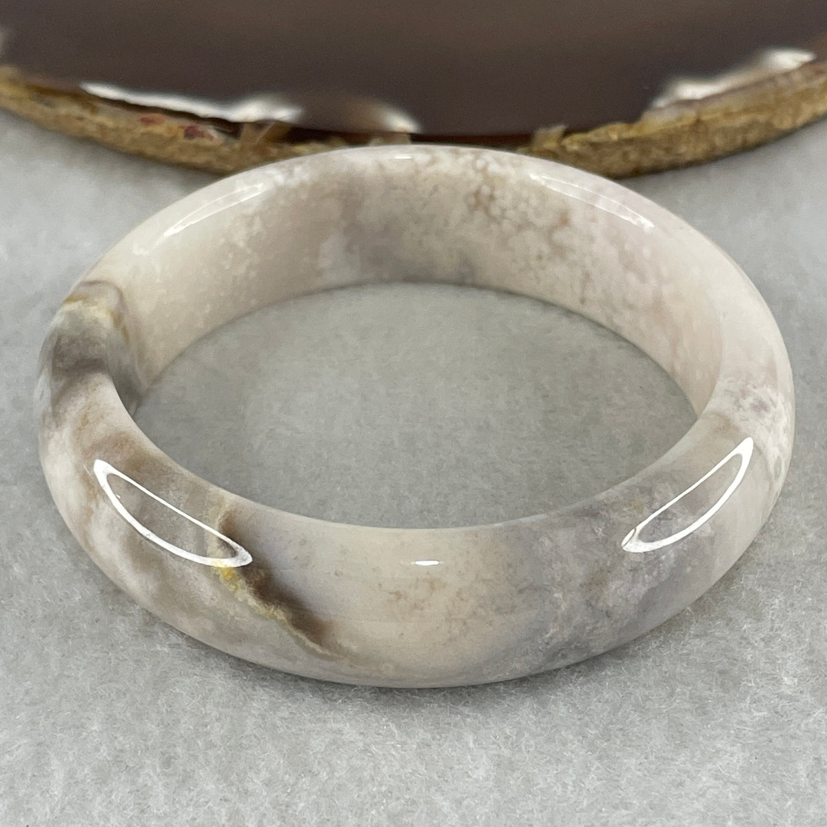 Natural Pink with Purple Flower Agate Bangle 46.56g Inner Diameter 55.2mm 15.5 by 7.9mm (Perfect) - Huangs Jadeite and Jewelry Pte Ltd
