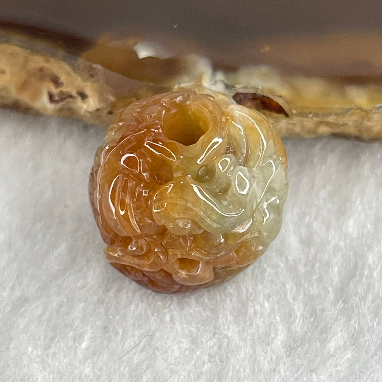 Natural Type A Reddish Brown with Light Green Jadeite Dragon Charm 6.00g 16.6 by 15.9 by 14.1mm - Huangs Jadeite and Jewelry Pte Ltd