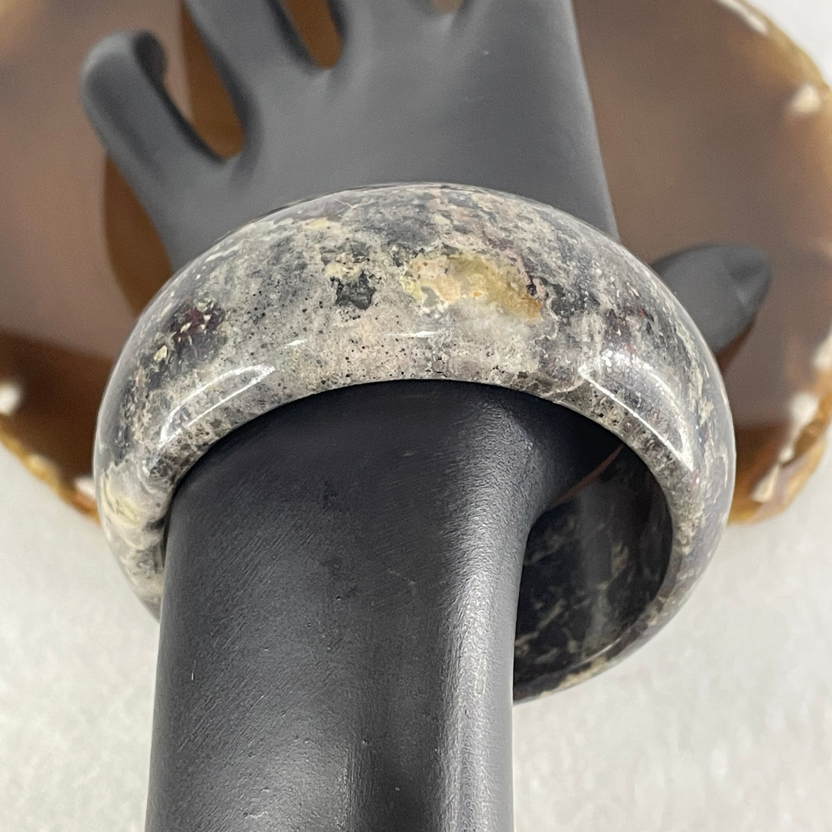 Natural Apache Tears Obsidian Bangle 126.01g Inner Diameter 56.7mm 27.6 by 9.6mm - Huangs Jadeite and Jewelry Pte Ltd