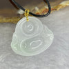 18K Yellow Gold Type A Faint Lavender Green Jadeite Milo Buddha with String Necklace 5.26g 21.2 by 23.9 by 5.9mm - Huangs Jadeite and Jewelry Pte Ltd