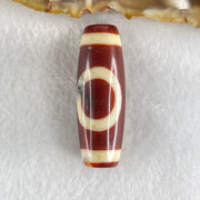 Natural Powerful Tibetan Old Oily Red White Agate One Eye Gold Metal Element Dzi Bead Heavenly Master (Tian Zhu) 一眼金天珠 10.59g 38.0 by 13.3mm - Huangs Jadeite and Jewelry Pte Ltd