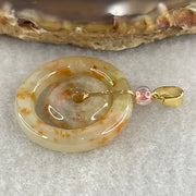 Natural Type A Brownish-Red Jadeite Double Ping An Kou Pendant | Double Peace & Endless Harmony (3.96g | Outer 22.5 x 3.8mm | Inner 13.3 x 3.6mm) - Huangs Jadeite and Jewelry Pte Ltd