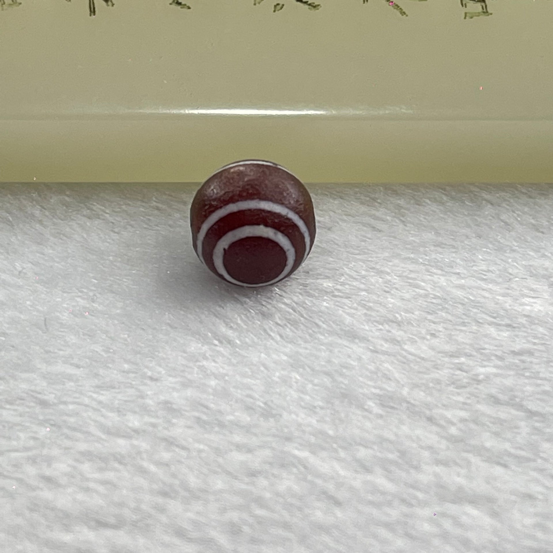 Tibetan Old 4 Lines Round Agate Dzi Bead 1.42g 10.2 by 10.0mm - Huangs Jadeite and Jewelry Pte Ltd