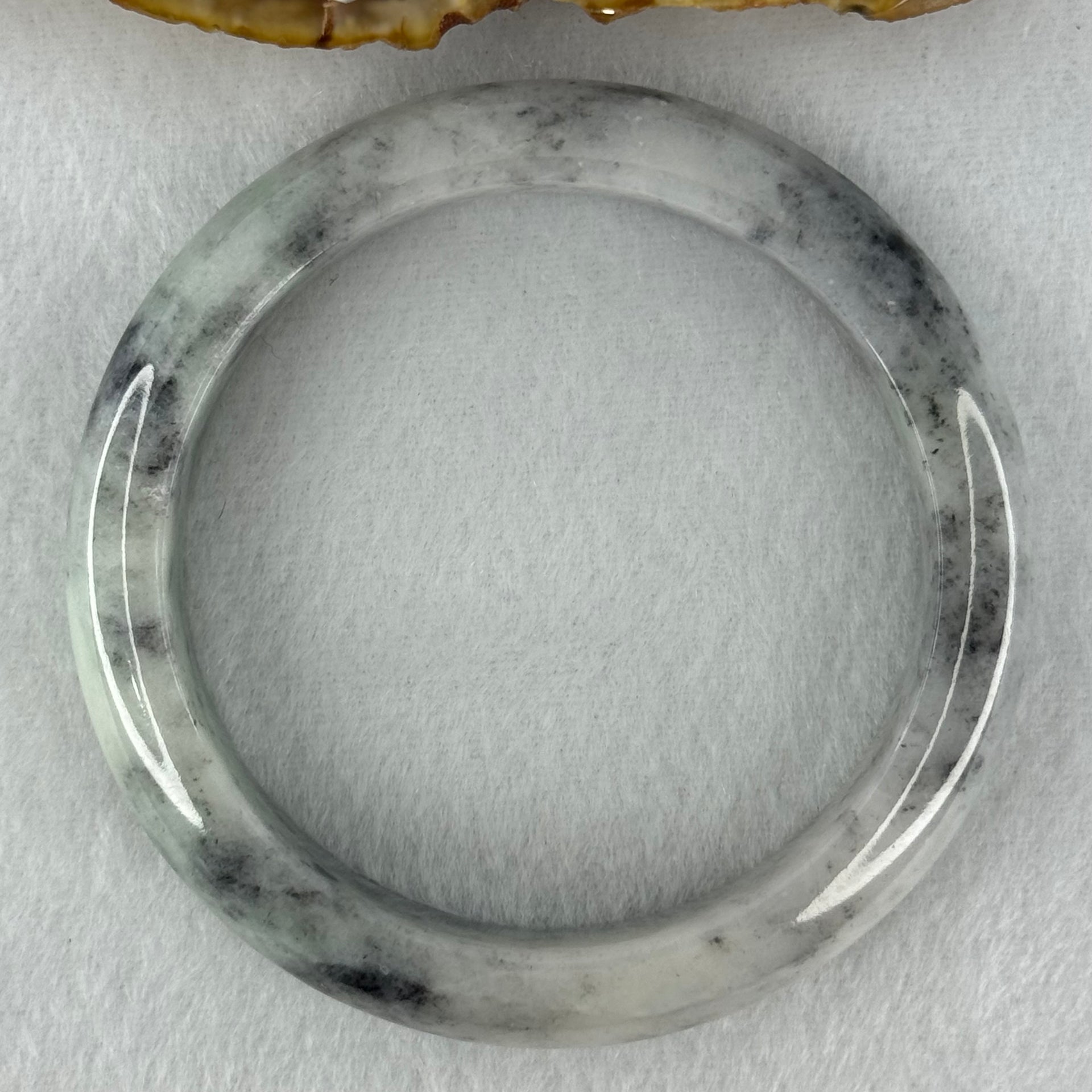 Type A Faint Green and Black Piao Hua Jadeite Bangle Internal Diameter 57.2mm 65.08g 13.4 by 8.7mm (Very Slight Internal Lines) - Huangs Jadeite and Jewelry Pte Ltd