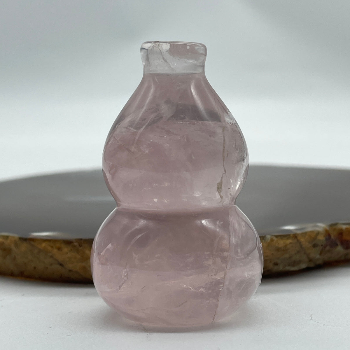 Good Grade Natural Rose Quartz Hulu Display | (79.64g | 34.8 x 54.6mm | Catalyst, "Stone of Unconditional Love" Harmony & Health Magnet, Feng Shui Prosperity & Longevity Symbol)
