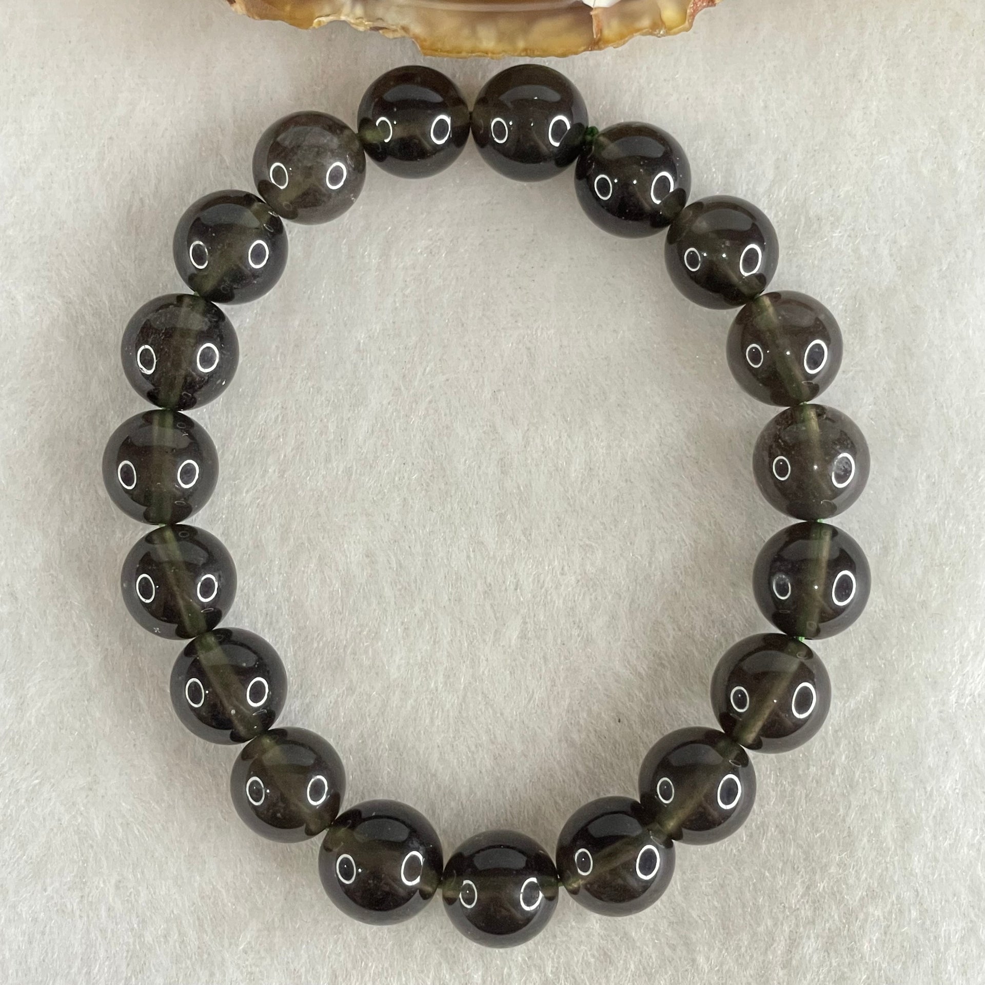 Natural Smoky Quartz Beads Bracelet 24.38g 15.5cm 10.2mm 19 Beads - Huangs Jadeite and Jewelry Pte Ltd