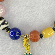 Muti Treasure with Tibetan Old Oily Agate Dzi Beads 3 Eye with Natural Crystals Beads Bracelet 37.56g 16.5cm 21.8 by 13.5mm, 11.2 by 11.7mm, 9.8 by 10.3mm - Huangs Jadeite and Jewelry Pte Ltd