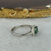 Type A Icy Blueish Green Jadeite with Crystals in Sliver Ring (Adjustable Size) 1.61g 6.9 by 2.5mm - Huangs Jadeite and Jewelry Pte Ltd