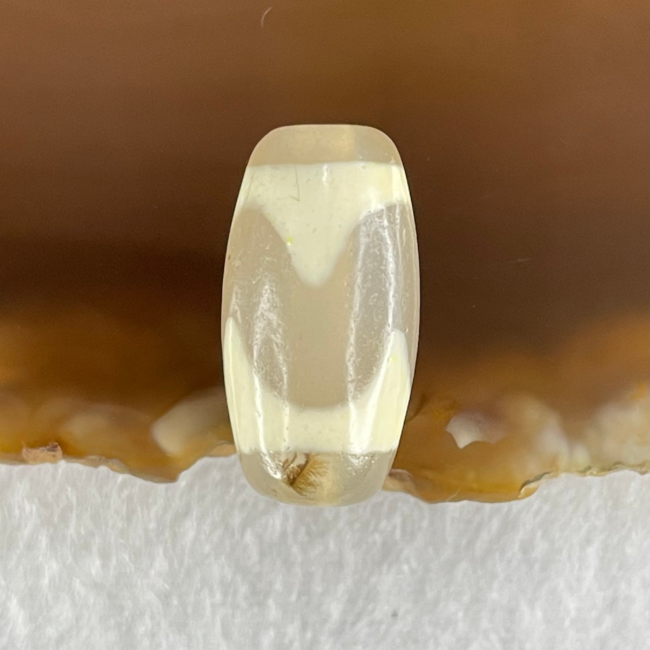 Natural Powerful Tibetan Old Oily Agate Tiger Tooth Daluo Dzi Bead Heavenly Master (Tian Zhu) 虎呀天诛 3.02g 19.8 by 10.3mm - Huangs Jadeite and Jewelry Pte Ltd