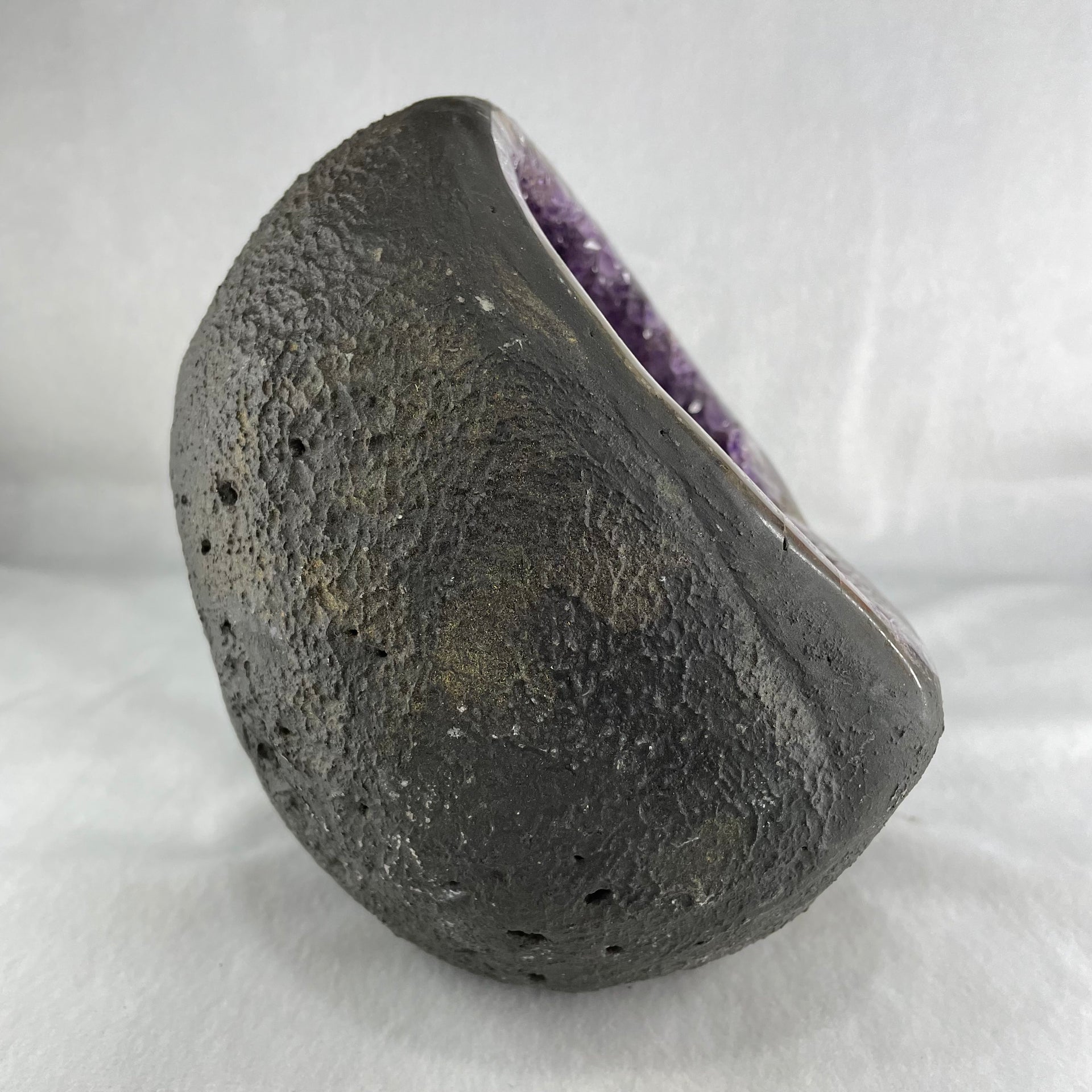 Natural Amethyst Cave with Wooden Stand 5,040.4g 200.0 by 170.0 by 225.0mm - Huangs Jadeite and Jewelry Pte Ltd