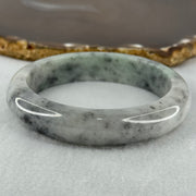 Type A Faint Green and Black Piao Hua Jadeite Bangle Internal Diameter 57.2mm 65.08g 13.4 by 8.7mm (Very Slight Internal Lines) - Huangs Jadeite and Jewelry Pte Ltd