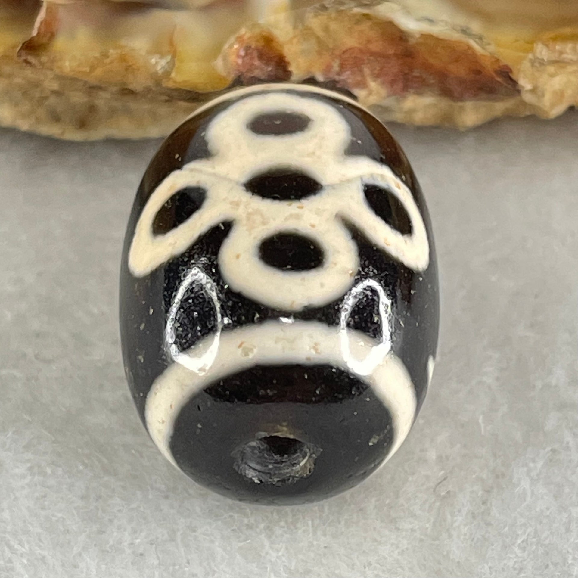 Natural Powerful Tibetan Old Oily Agate 5 Eyes Lightning Dzi Bead Heavenly Master (Tian Zhu) 五眼闪电天珠 5.09g 17.9 by 13.3mm - Huangs Jadeite and Jewelry Pte Ltd