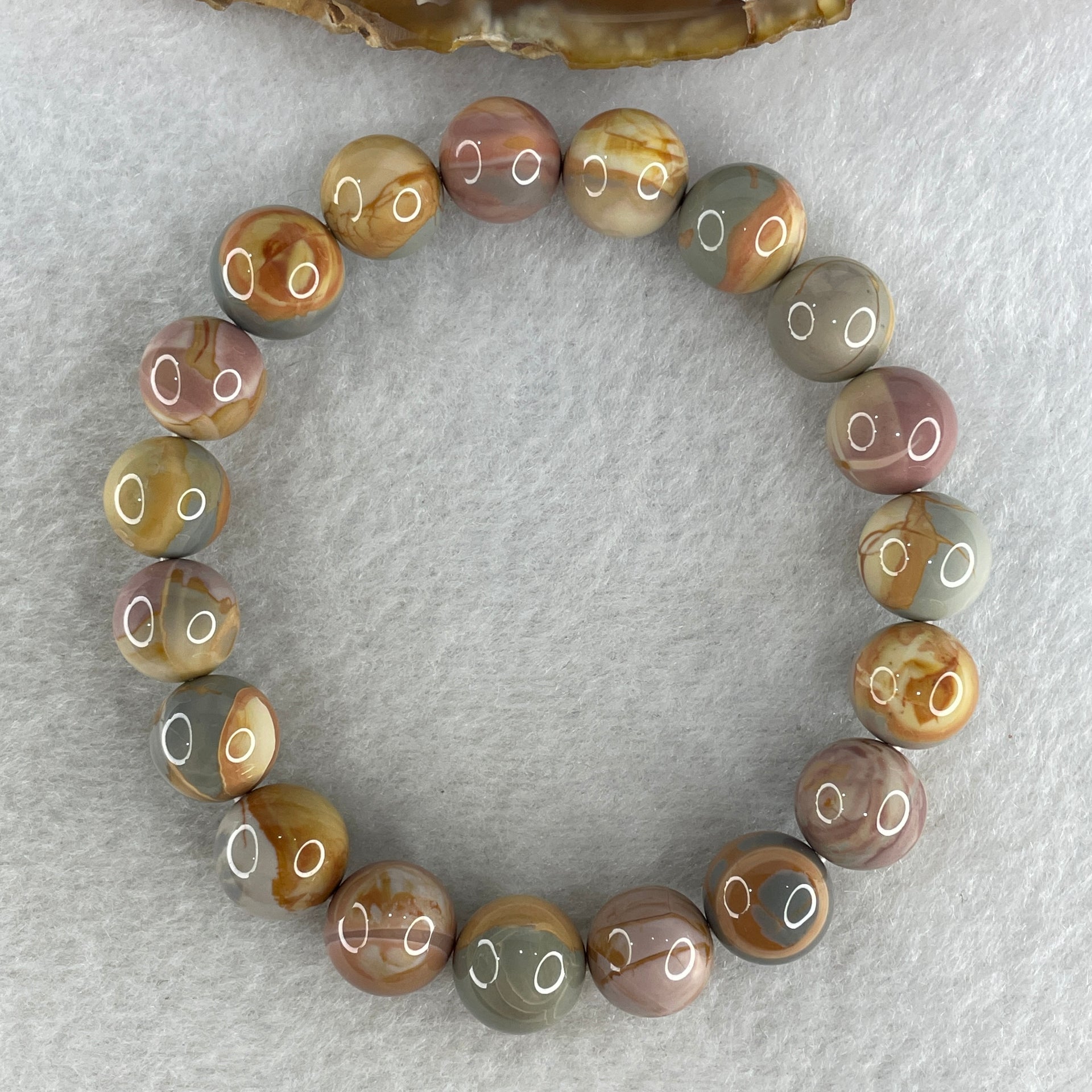 Certified Natural Alashan Agate Pink Beads Bracelet 30.49g 16.5cm 11.1mm 19Beads - Huangs Jadeite and Jewelry Pte Ltd