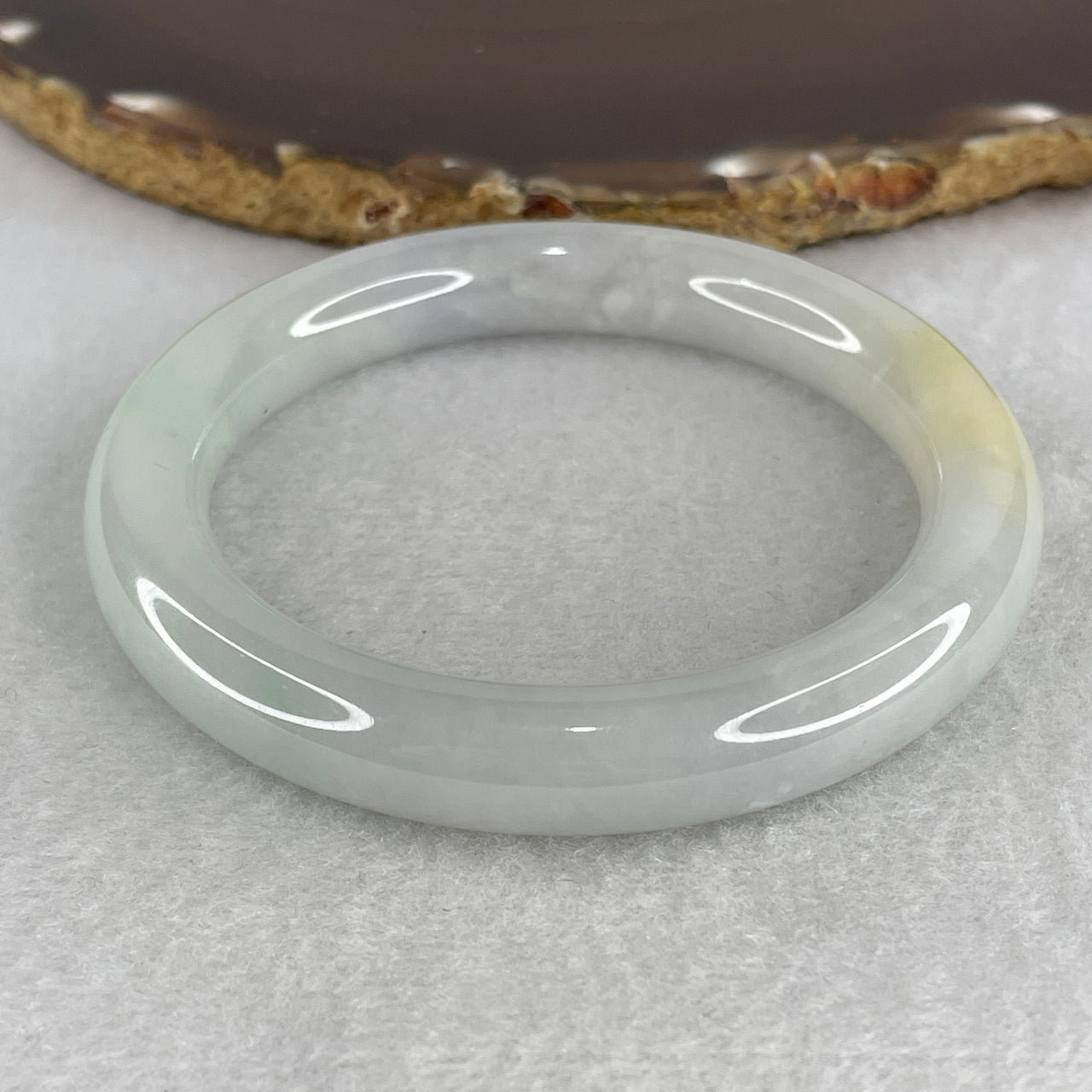 Certified Type A Jadeite Bangle 56.7mm - Light Lavender Faint Green and Yellow Natural Jadeite Jewelry - 56.17g Genuine Jade Bracelet for Women 10.9x10.6mm Wide (Very Very Slight Internal Lines)