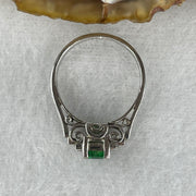 Natural Emerald Approx. 4.6 by 4.3 by 2.5mm with Natural Diamonds in Platinum PT900 Ring Total Weight 3.58g US5.25 HK11 - Huangs Jadeite and Jewelry Pte Ltd