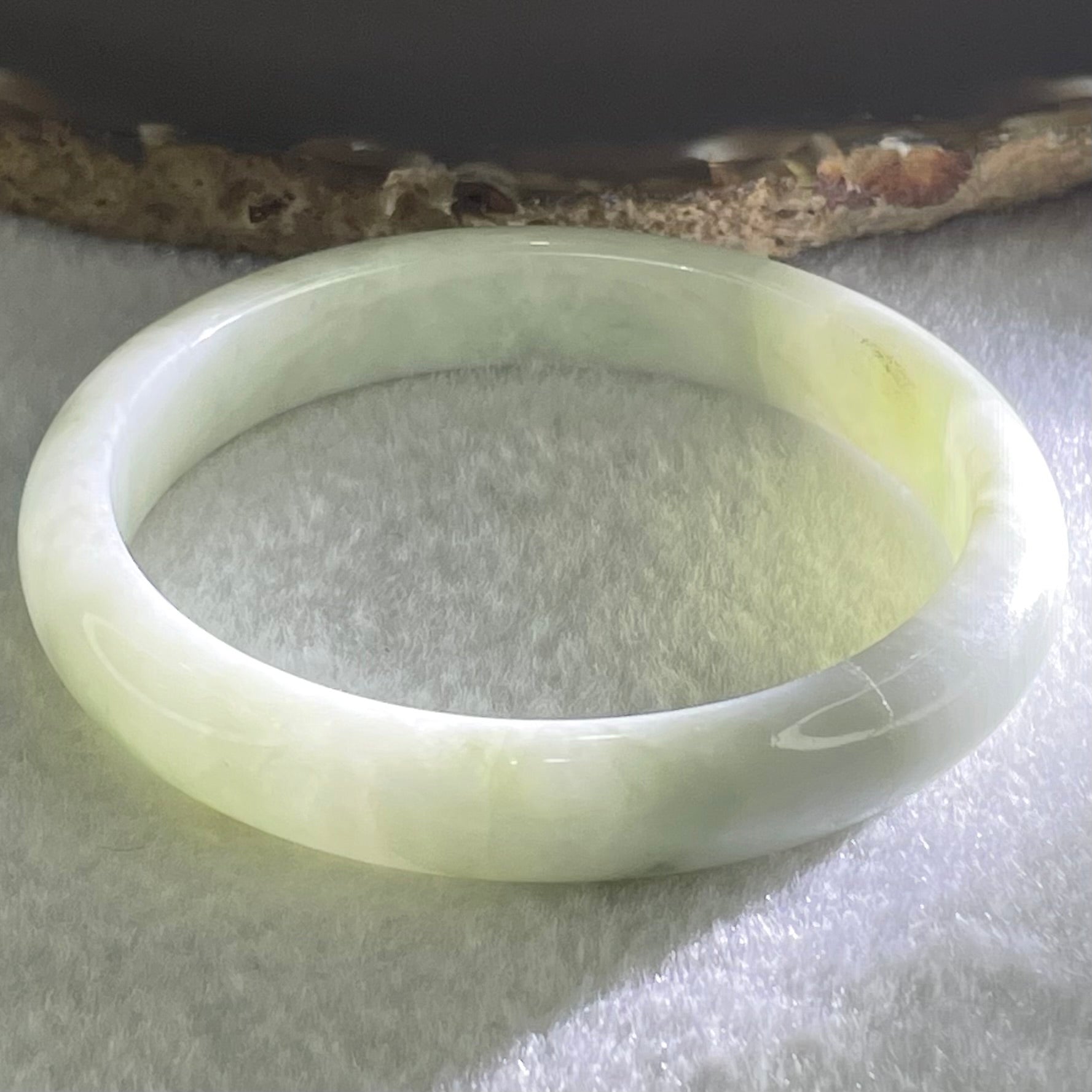 Type A Light Green Lavender Jadeite Bangle 36.61g Internal Diameter 56.5mm 11.0 by 6.4mm (External and Internal Lines) - Huangs Jadeite and Jewelry Pte Ltd