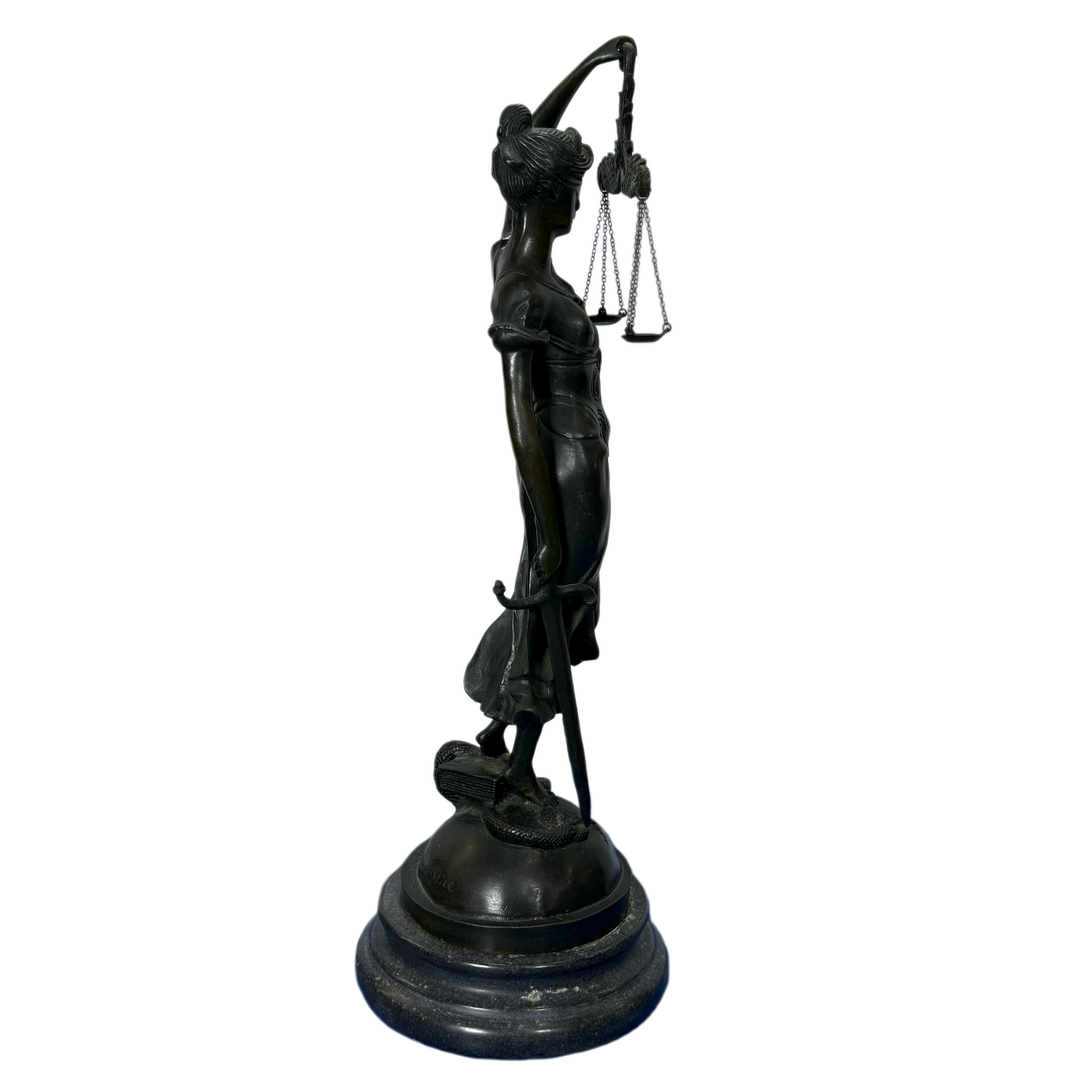 Antique European Handmade Bronze Lady of Justice Display 3,071.9g 148.0 by 148.0 by 422.0mm - Huangs Jadeite and Jewelry Pte Ltd