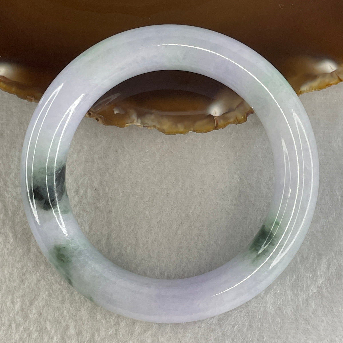 Certified Natural Type A Lavender with Apple & Dark Green Piao Hua Jadeite Full Round Bangle | 54.9mm Inner Diameter (79.73g | 13.0x11.6mm Crown, Heart & Third Eye Chakra Harmony, Noble Serenity & Wealth Shield)