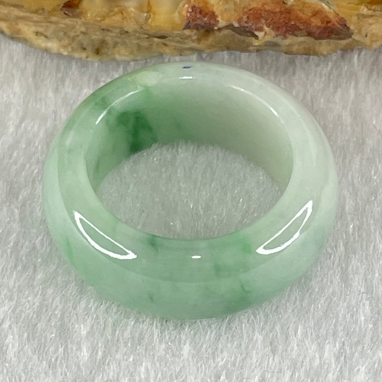 Type A Light Green Lavender with Green Patches Jadeite Ring 4.40g 7.7 by 3.7mm US4.3/HK 9 (Very Slight Internal Line) - Huangs Jadeite and Jewelry Pte Ltd