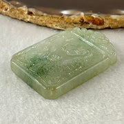 (Pre-Love) Lotus on Water by Yun Long Zi Type A Semi Icy Light Green with Green Piao Hua Jadeite Arona Fish with Bat and Coins 30.46g 48.9 by 31.6 by 7.9mm with Full Original Box Set - Huangs Jadeite and Jewelry Pte Ltd