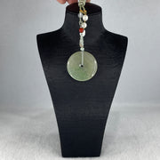 Grand Master Natural Semi Icy Light Green Jadeite Ping An Kou Pendant 20.36g 39.2 by 5.7mm - Huangs Jadeite and Jewelry Pte Ltd