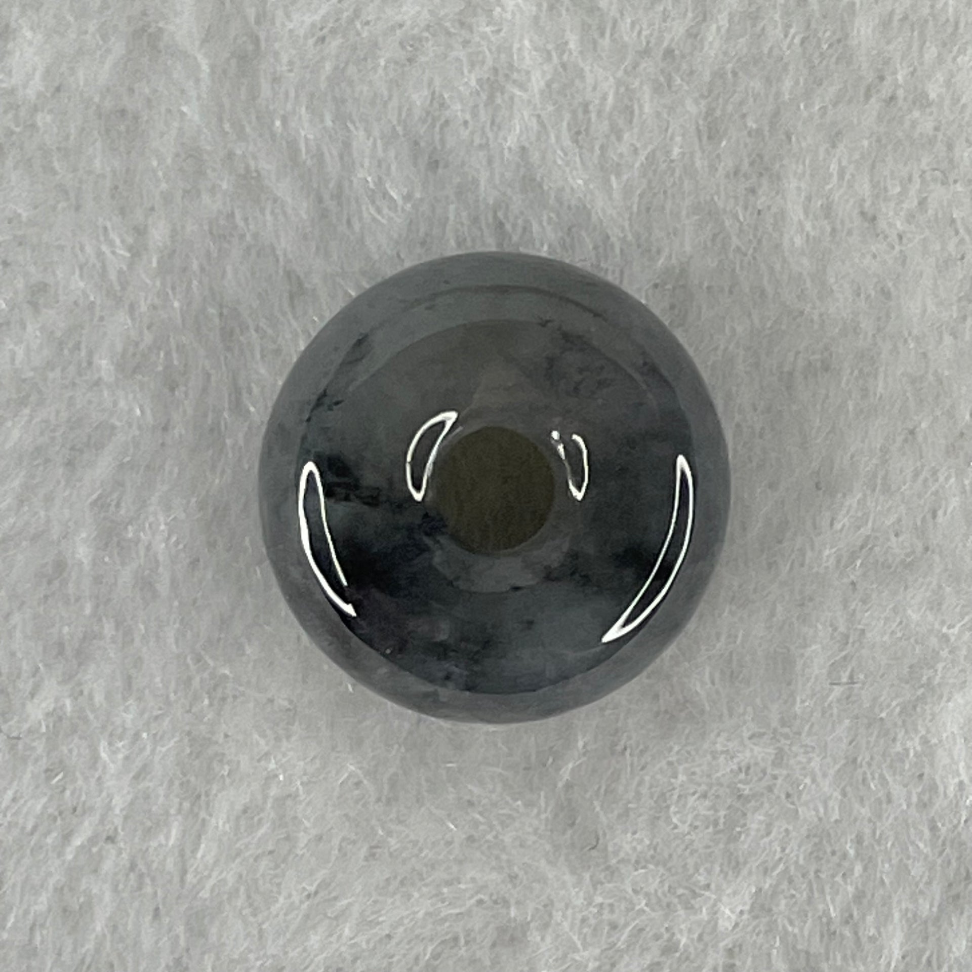 Type A Wuji Grey Jadeite Ping An Kou Donut Charm Pendant 2.62g 14.4 by 6.6mm - Huangs Jadeite and Jewelry Pte Ltd
