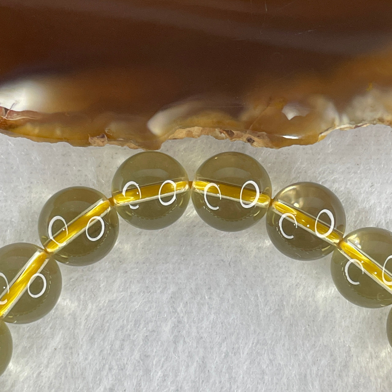 Good Grade Natural Citrine Beads Bracelet 28.16g 16.5cm 10.1mm 20 Beads