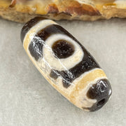 Natural Powerful Tibetan Old Oily Agate 2 Eyes Dzi Bead Heavenly Master (Tian Zhu) 二眼天诛 5.74g 27.3 by 11.6mm - Huangs Jadeite and Jewelry Pte Ltd