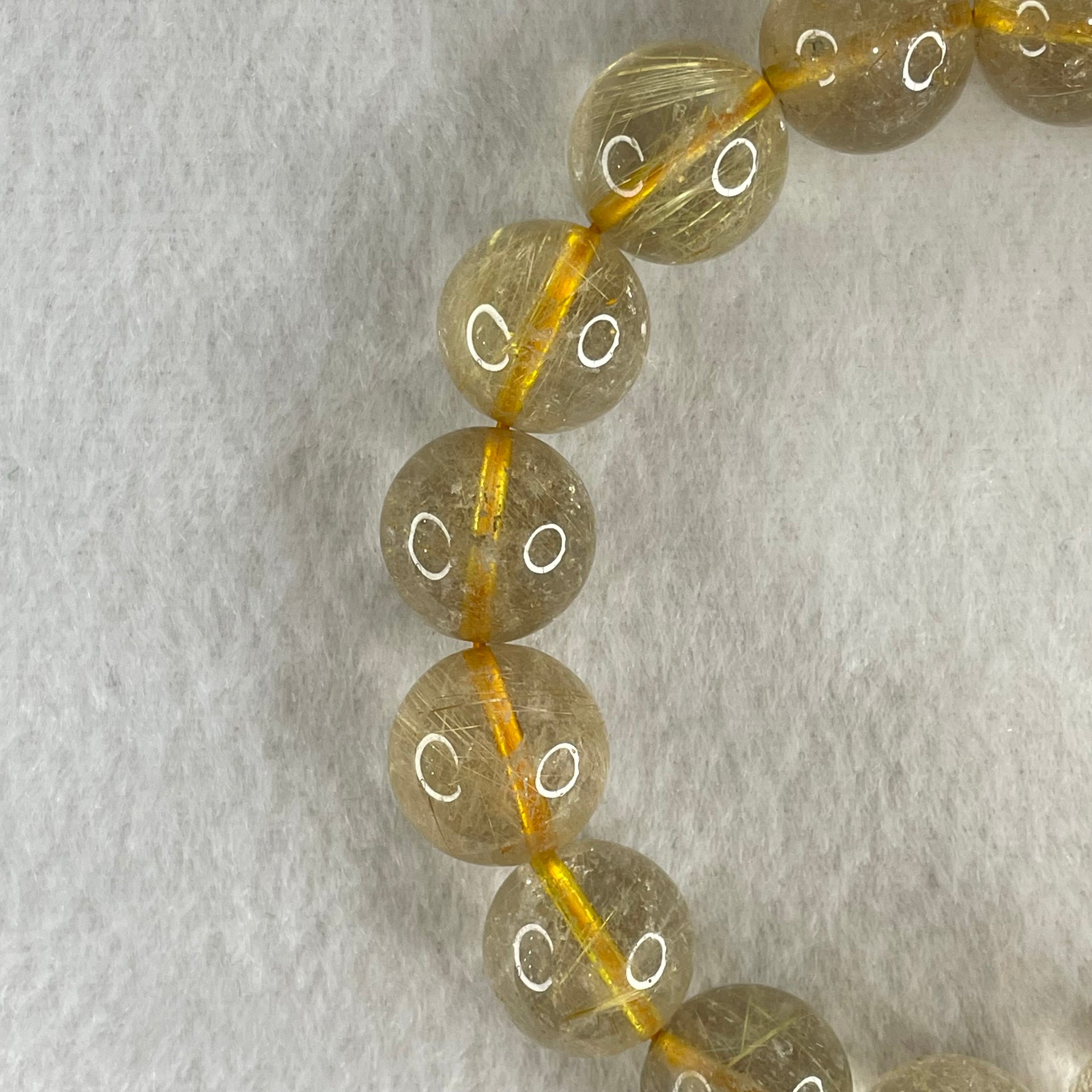 Average Grade Natural Golden Rutilated Quartz Beads Bracelet 53.12g 17cm 13.9mm 15 Beads - Huangs Jadeite and Jewelry Pte Ltd