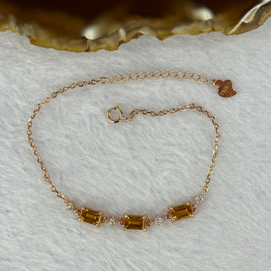 Natural Citrine in 925 Sliver Rose Gold Color Bracelet (Adjustable Size) 2.22g each stone approx 7.1 by 3.8 by 2.6mm - Huangs Jadeite and Jewelry Pte Ltd