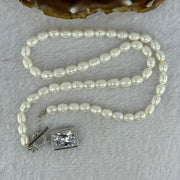 Natural White Pearl With Crystals Necklace 20.85g 40cm 5.6mm 56 Beads - Huangs Jadeite and Jewelry Pte Ltd