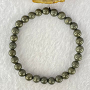 Natural Pyrite Beads Bracelet 天然黄铁矿手链 13.81g 15cm 6.6mm 28 Beads - Huangs Jadeite and Jewelry Pte Ltd