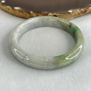 Type A Light Blueish Green with Spicy Green Piao Hua Jadeite Bangle 46.76g Inner Diameter 56.9mm 11.8 by 8.0mm (External Line with Very Slight Internal Lines) - Huangs Jadeite and Jewelry Pte Ltd