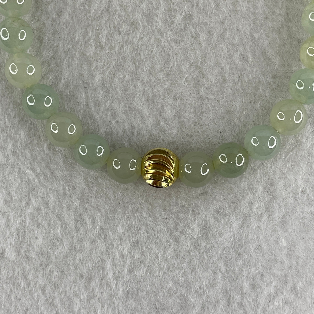 Natural Type A Semi Icy Light Green Jadeite Beads Bracelet | (16.95g | 16.5cm | 7.0mm x 27 Beads | Heart Chakra Radiance, "Ping An" Smooth Luck & Feng Shui Prosperity Catalyst) - Huangs Jadeite and Jewelry Pte Ltd