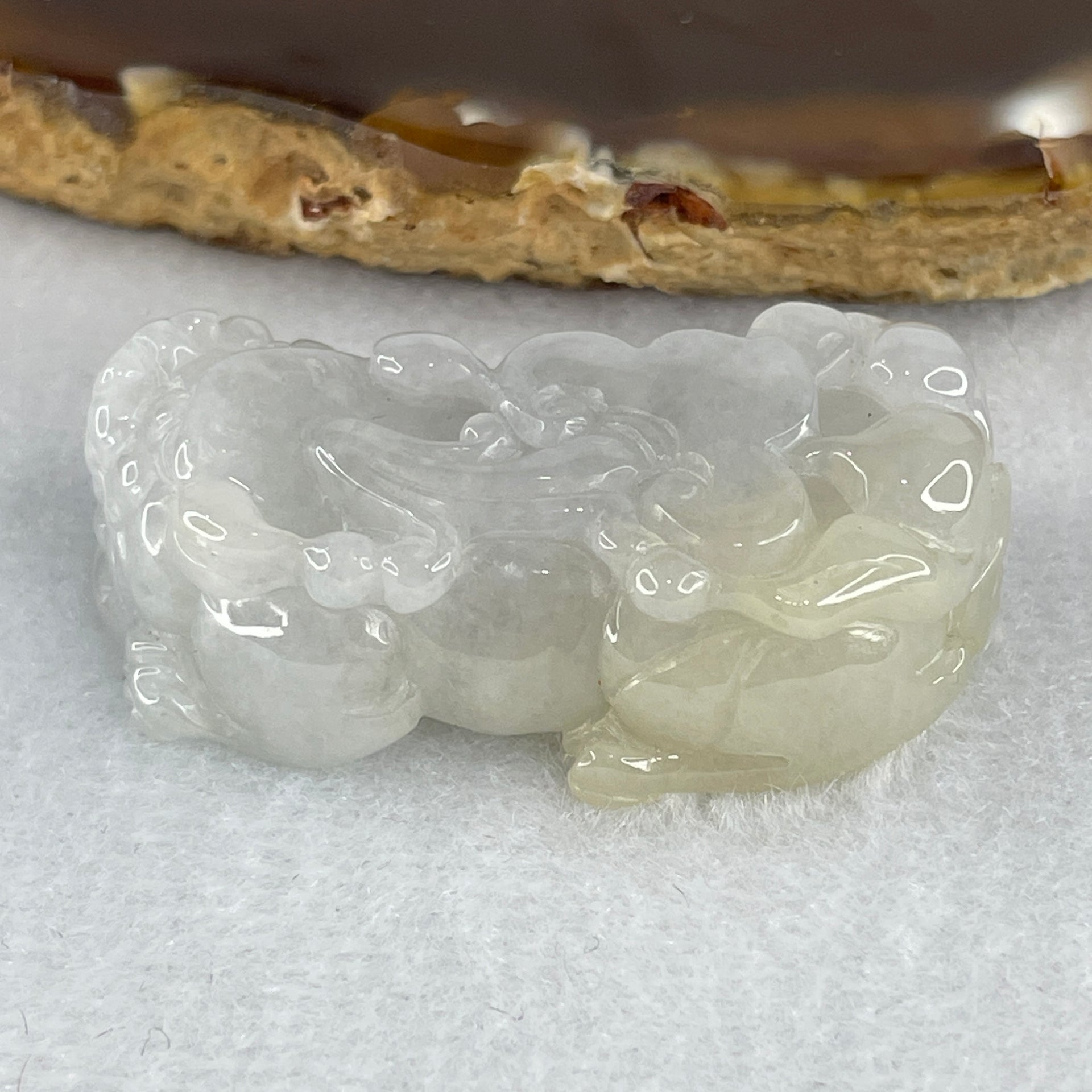 Special Natural Type A Lavender with Yellowish Spot Jadeite Male Pixiu Pendant 22.49g 40.3 by 20.8 by 12.3mm - Huangs Jadeite and Jewelry Pte Ltd