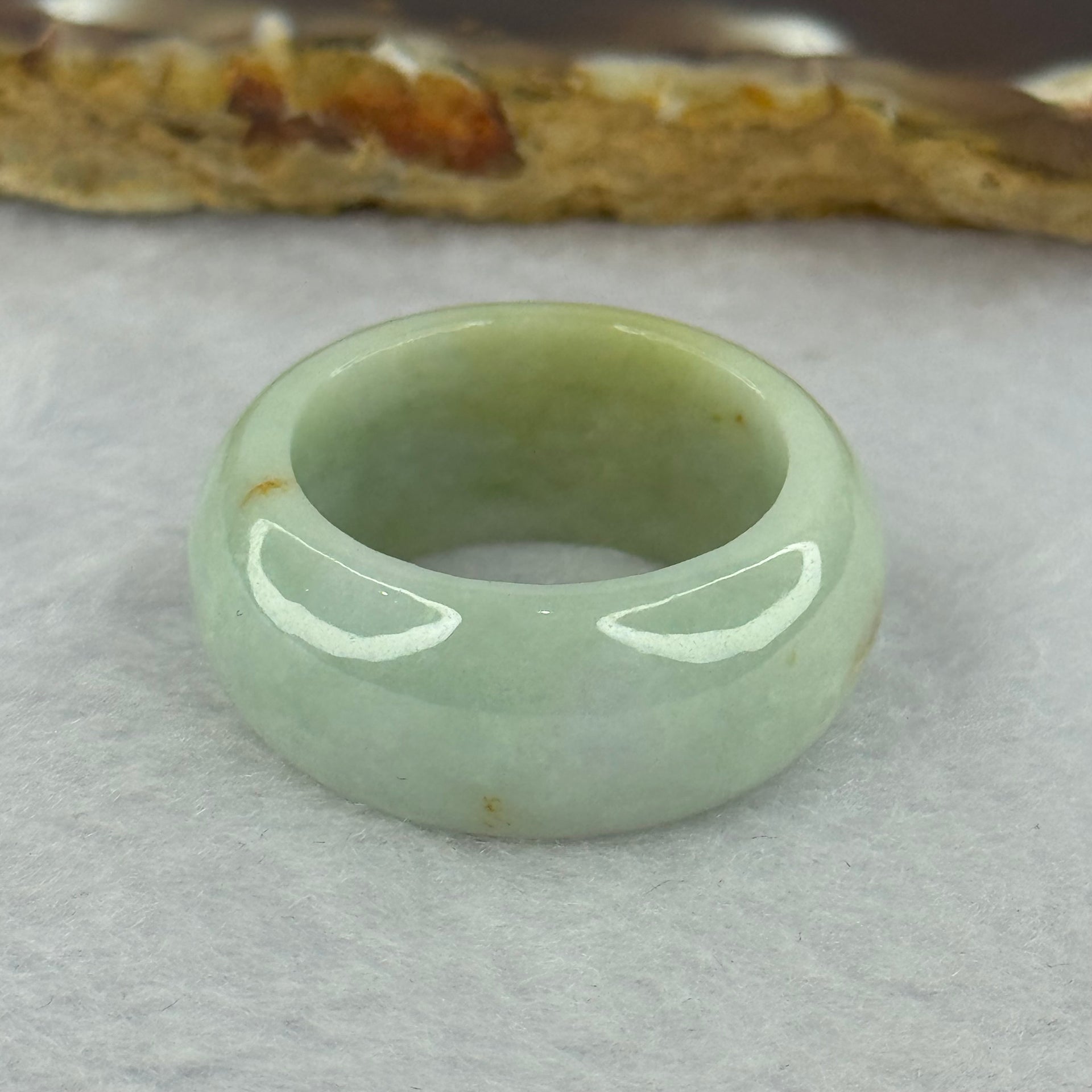 Type A Light Blueish Green and Yellow Patch Jadeite Ring 9.67g 11.4 by 4.7mm US10 HK22.25 - Huangs Jadeite and Jewelry Pte Ltd