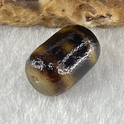 Natural Powerful Tibetan Old Oily Agate 3 Eyes Dzi Bead Heavenly Master (Tian Zhu) 三眼天诛 1.66g 12.9 by 8.8mm - Huangs Jadeite and Jewelry Pte Ltd