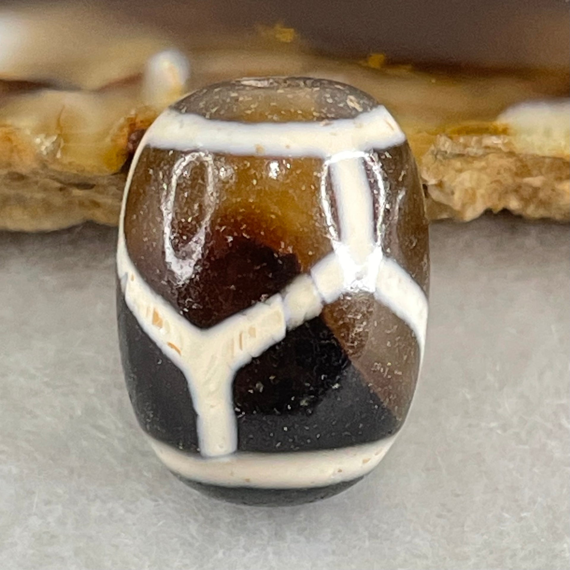 Natural Powerful Tibetan Old Oily Agate Turtle or Tortoise Shell Bead Heavenly Master (Tian Zhu) 龟壳天珠 4.41g 17.4 by 13.0mm - Huangs Jadeite and Jewelry Pte Ltd