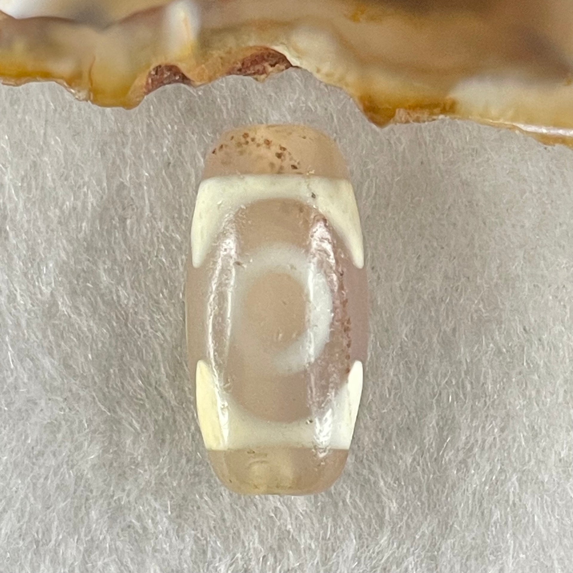 Natural Powerful Tibetan Old Oily Agate 3 Eyes Dzi Bead Heavenly Master (Tian Zhu) 三眼天诛 2.86g 20.1 by 10.0mm - Huangs Jadeite and Jewelry Pte Ltd