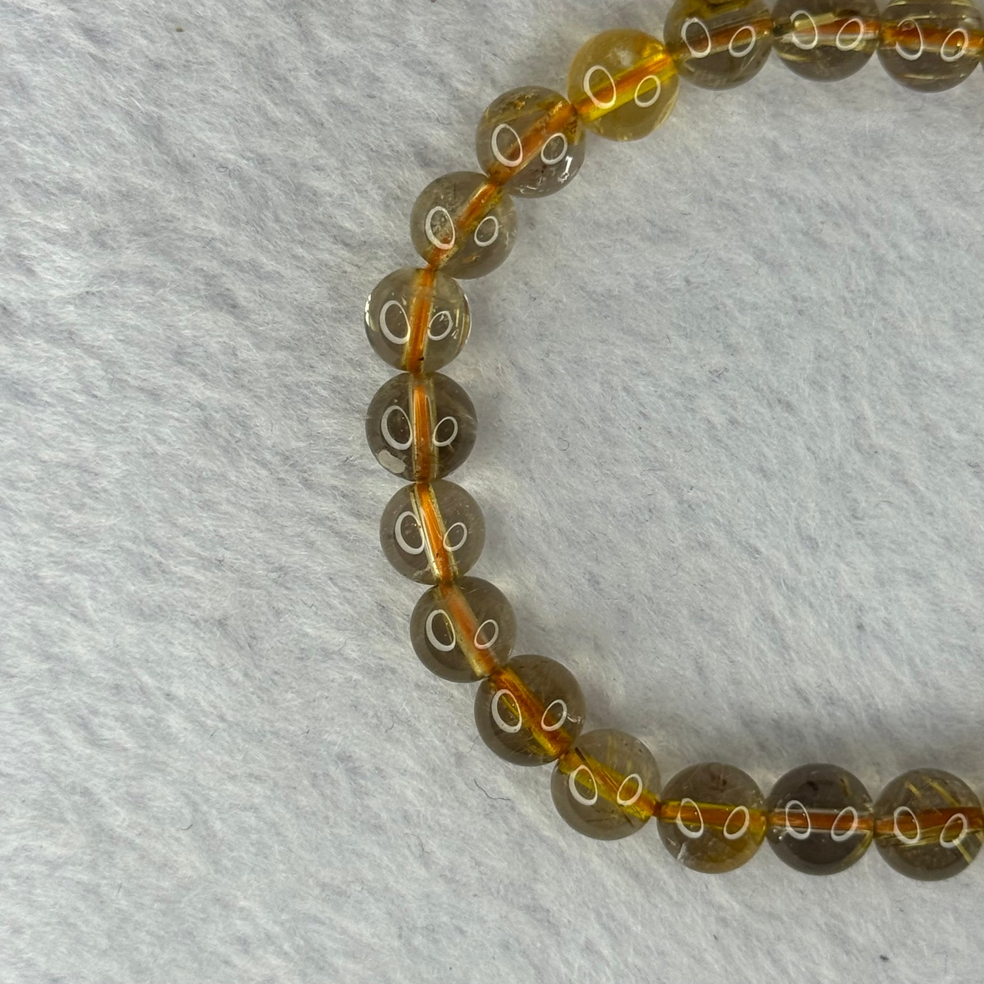 Natural Copper Rutilated Quartz Beads 銅髮晶 12.86g 15cm 7.3mm 26 Beads - Huangs Jadeite and Jewelry Pte Ltd