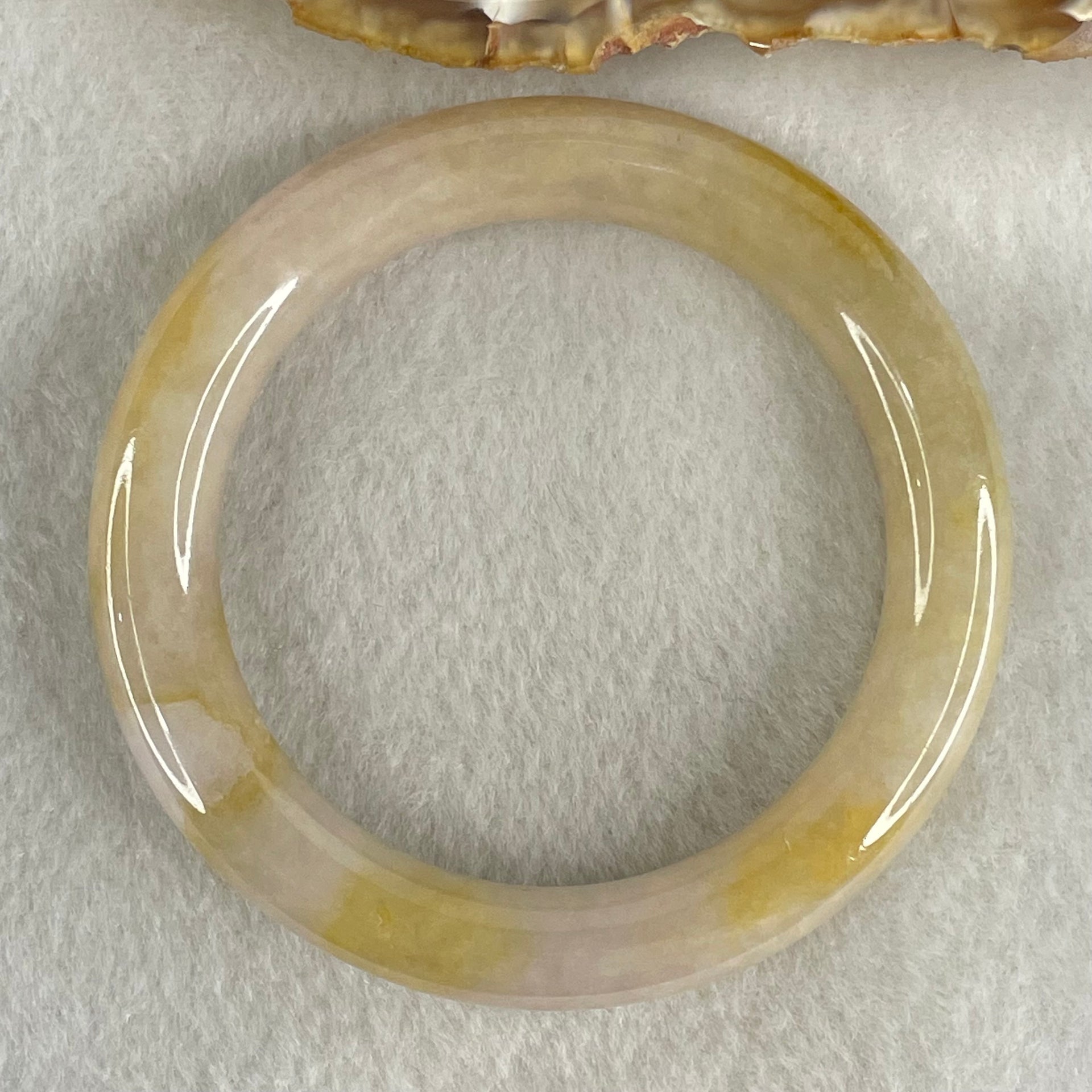 Type A Yellowish Brown and Lavender Jadeite Bangle 52.62g Internal Diameter 52.1mm 10.4 by 9.8mm (Very Slight Internal Lines and external Rough, Burnt) - Huangs Jadeite and Jewelry Pte Ltd