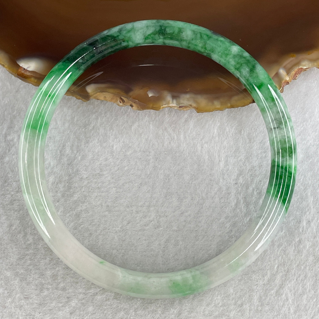 Certified Natural Type A Fanit Green with Old Mine Green and Apple Green Patches Jadeite Bangle 23.40g Internal Diameter 58.5mm 7.0 by 7.0mm (Slight Internal Line)