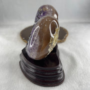 Natural Amethyst Heart Shape with Wooden Stand Display 784.3g 114.4 by 95.0 by 116.5mm - Huangs Jadeite and Jewelry Pte Ltd