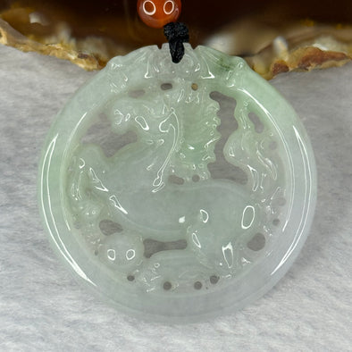 Type A Light Lavender Green Jadeite Horse Pendent 14.93g 38.8 by 5.9mm