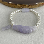 Natural Type A Intense Lavender Jadeite Flower with Faux Pearl Beads Bracelet 17.09g 15.5cm 40.0 by 10.3 by 10.5mm - 17.0 by 9.4 by 5.8mm - Huangs Jadeite and Jewelry Pte Ltd