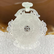 Type A Semi Icy White Jadeite Floral Ping An Kou Donut Pendant 16.76g 45.4 by 43.3 by 5.6mm - Huangs Jadeite and Jewelry Pte Ltd