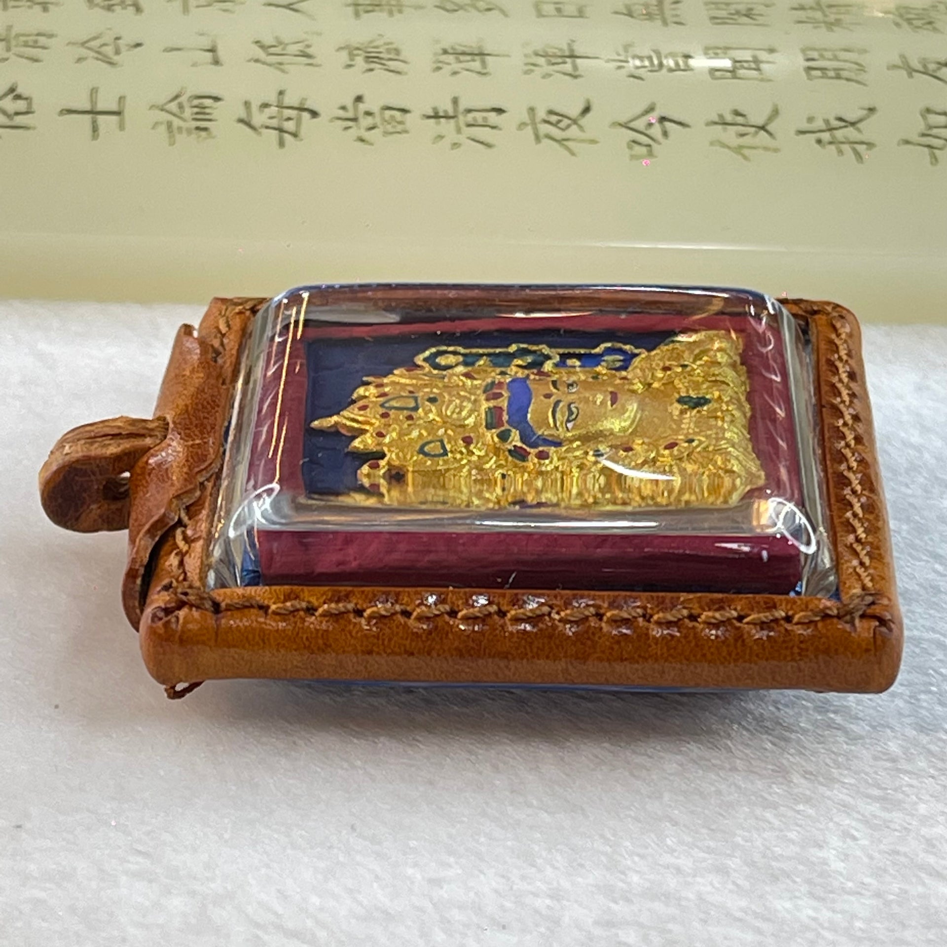 Authentic Thai Butterfly Buddha in Acrylic and Leather Pendent 31.82g 57.4 by 50.9 by 19.3mm - Huangs Jadeite and Jewelry Pte Ltd