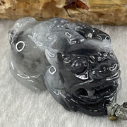 Type A Wuji Black Grey Patches Jadeite Male Pixiu Pendant Charm 8.96g 25.4 by 14.9 by 12.7mm - Huangs Jadeite and Jewelry Pte Ltd