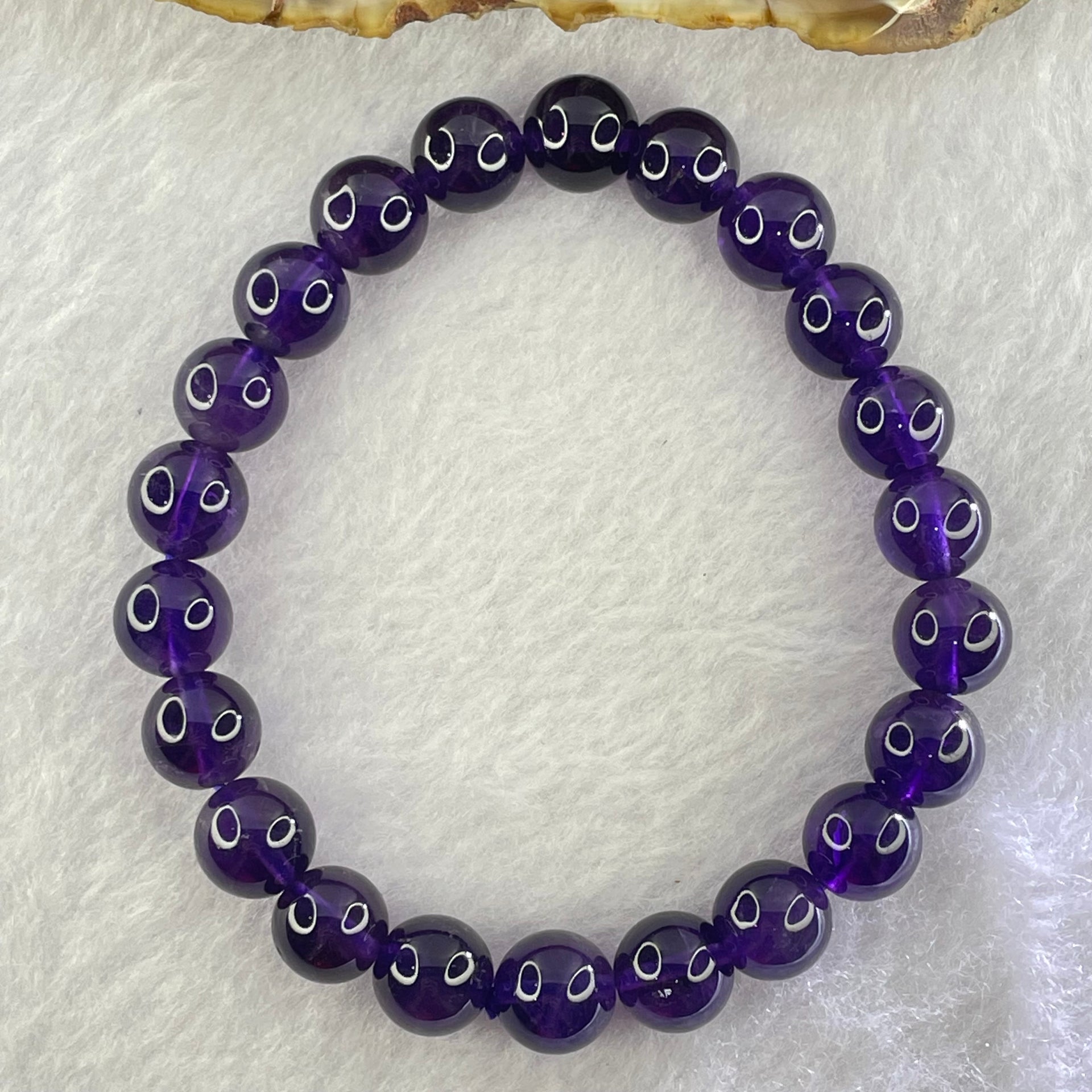 Good Grade Natural Amethyst Bracelet 20.18g 15.5cm 8.9mm 22 Beads - Huangs Jadeite and Jewelry Pte Ltd