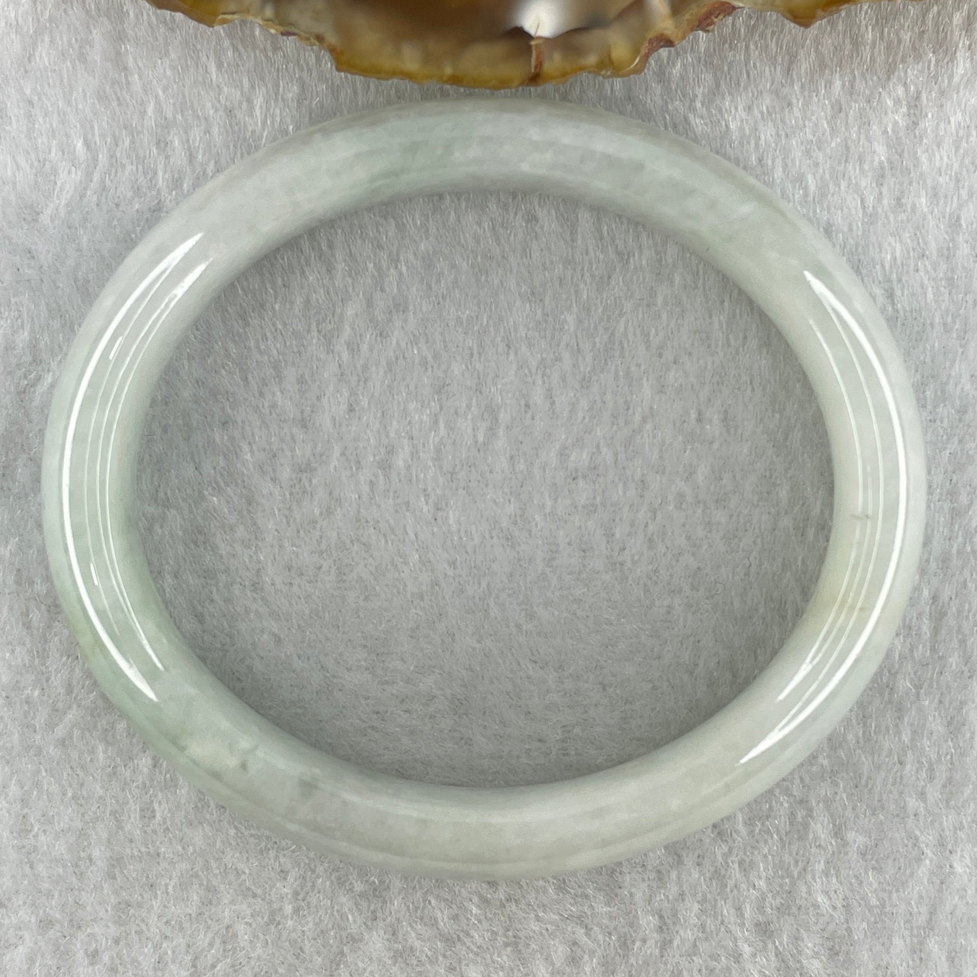 Natural Type A Faint Green Faint Lavender Jadeite Oval Bangle 42.10g Inner Diameter 55.2mm 12.8 by 7.4mm (Very Very Slight Internal Lines) - Huangs Jadeite and Jewelry Pte Ltd